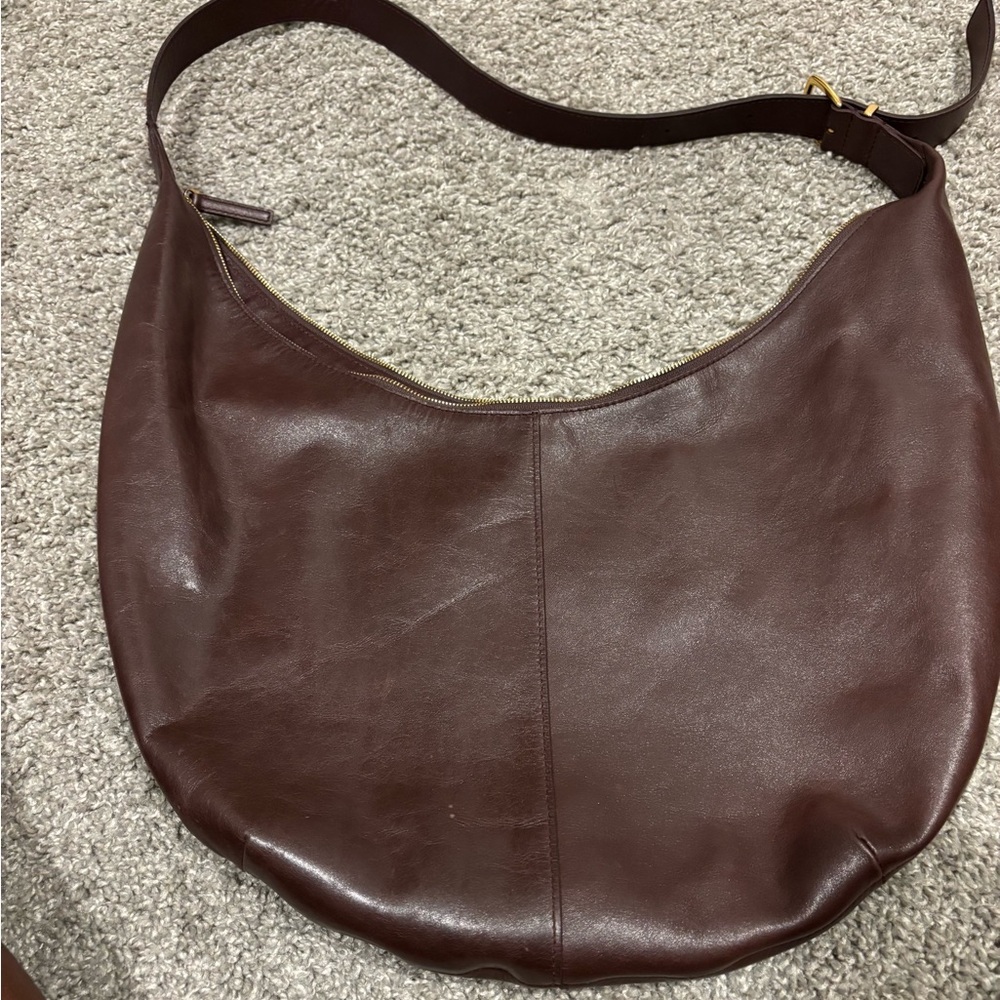 Leather chocolate hobo bag by Madewell
